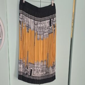 Karl Lagerfeld Yellow and Black Graphic Midi Skirt